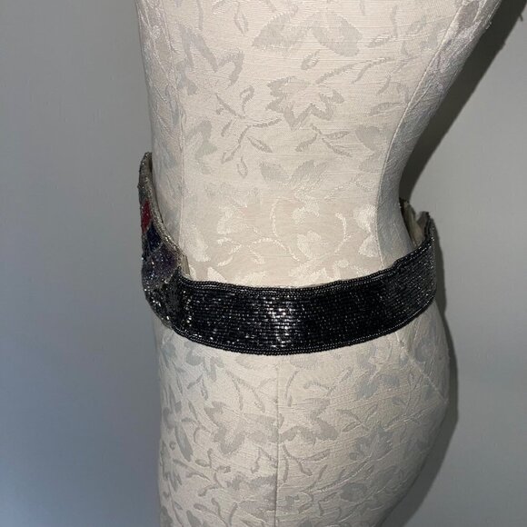 Vintage Belt Womens One Size OSFM Beaded Silver Multicolor Hook Loop Closure main image 7